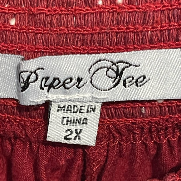 Paper Tee Western Boho Chic Off-the-Shoulder Blouse Size 2x - Picture 2 of 5